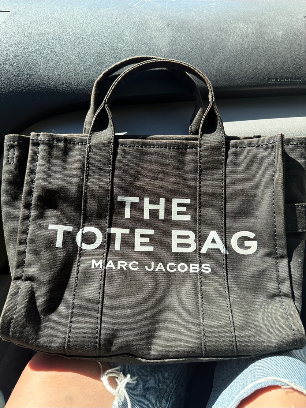 Marc Jacobs The Tote Bag - Black Canvas with White Logo